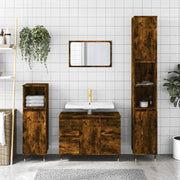Badkamerkast 80x33x60 cm bewerkt hout gerookt eiken