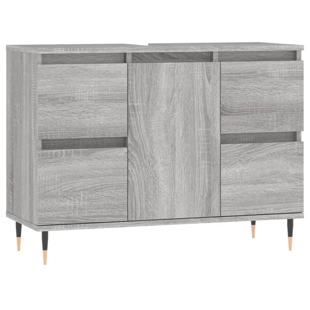 Badkamerkast 80X33X60 Cm Bewerkt Hout Eikenkleurig Grijs sonoma