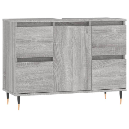 Badkamerkast 80X33X60 Cm Bewerkt Hout Eikenkleurig Grijs sonoma
