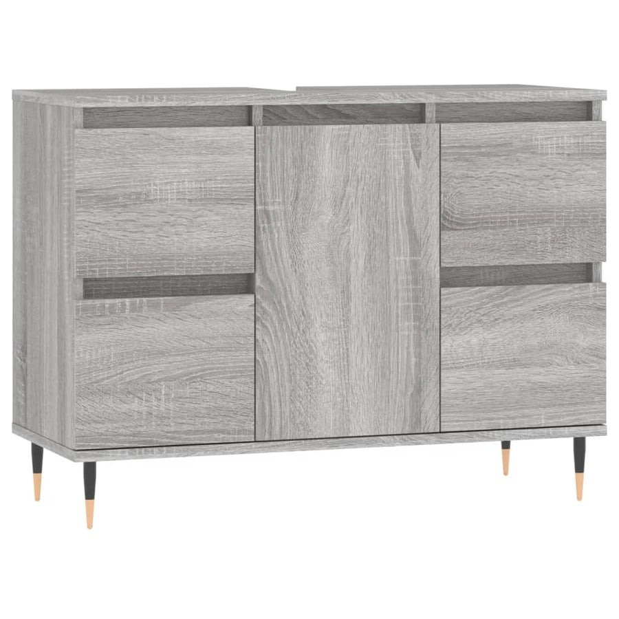 Badkamerkast 80X33X60 Cm Bewerkt Hout Eikenkleurig Grijs sonoma