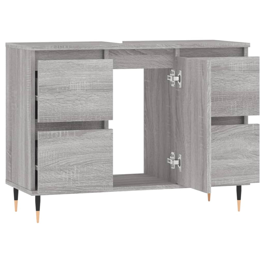 Badkamerkast 80X33X60 Cm Bewerkt Hout Eikenkleurig Grijs sonoma