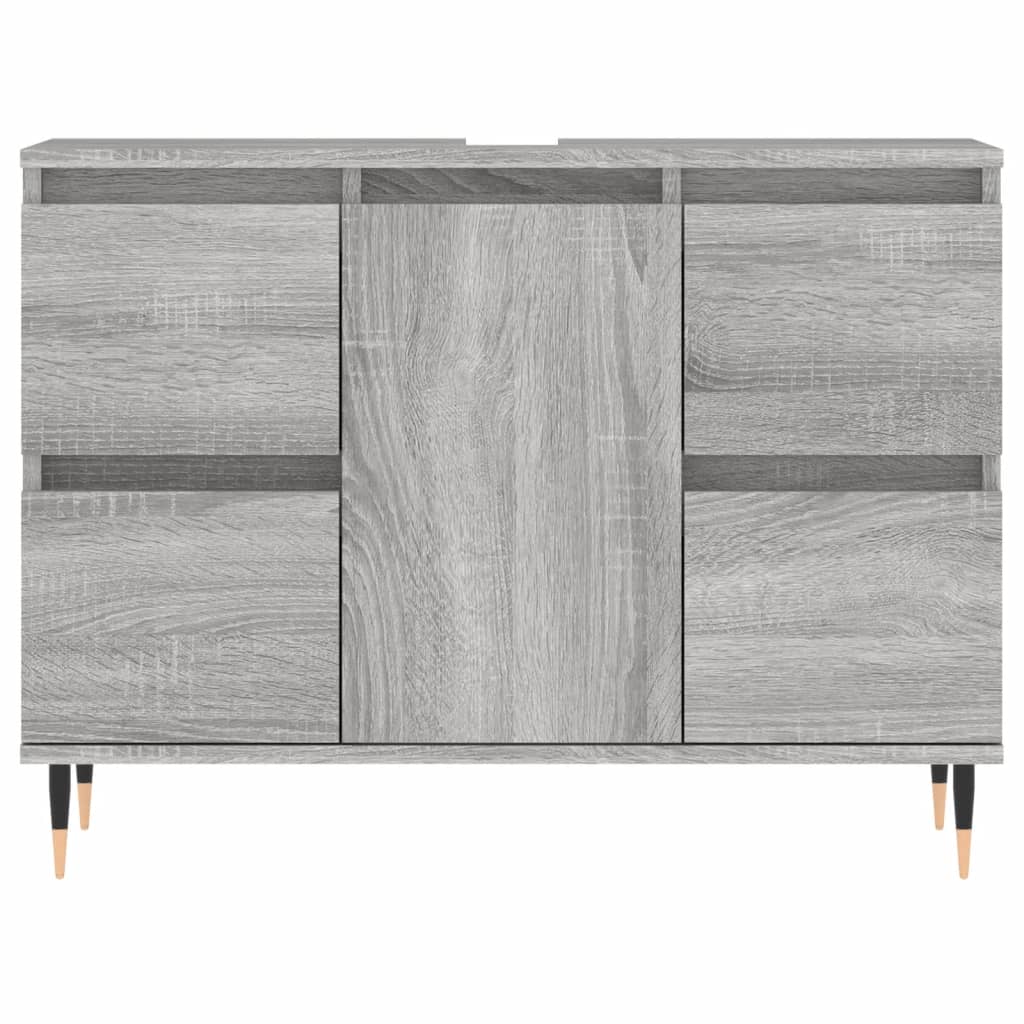 Badkamerkast 80X33X60 Cm Bewerkt Hout Eikenkleurig Grijs sonoma