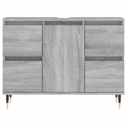 Badkamerkast 80X33X60 Cm Bewerkt Hout Eikenkleurig Grijs sonoma