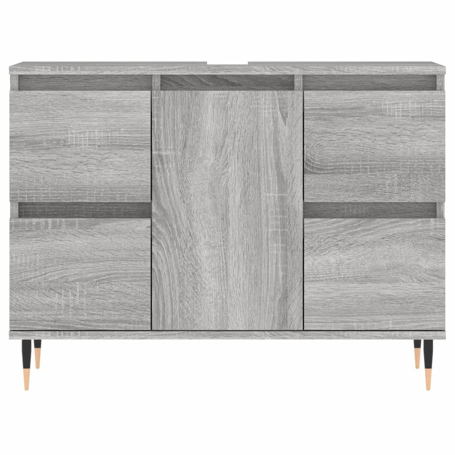 Badkamerkast 80X33X60 Cm Bewerkt Hout Eikenkleurig Grijs sonoma