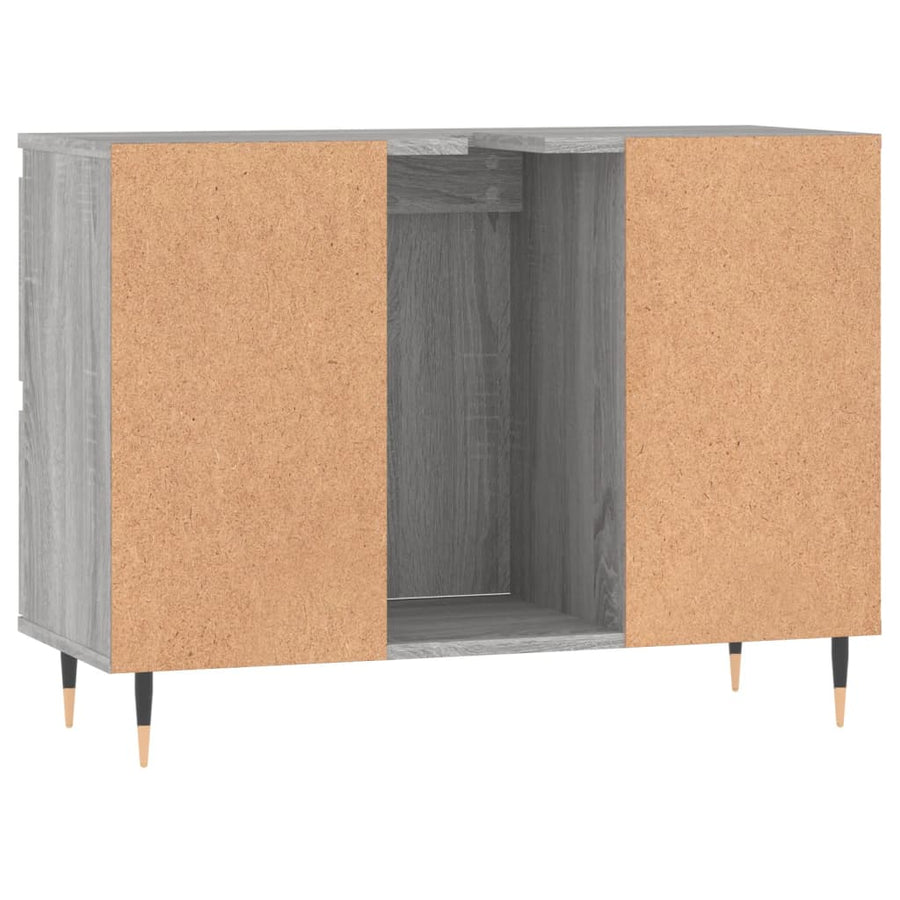 Badkamerkast 80X33X60 Cm Bewerkt Hout Eikenkleurig Grijs sonoma