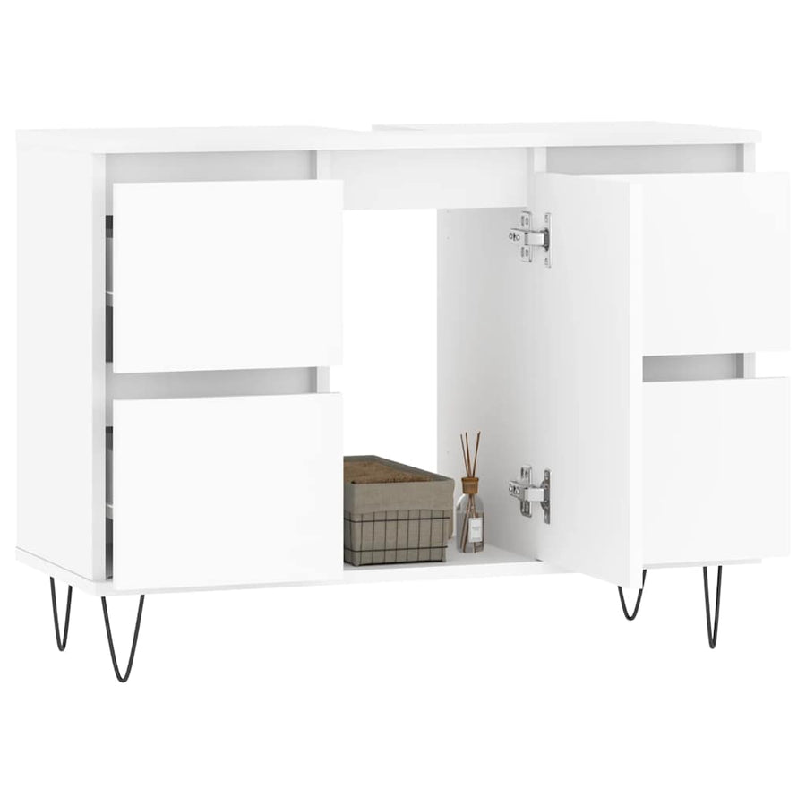 Badkamerkast 80x33x60 cm bewerkt hout wit