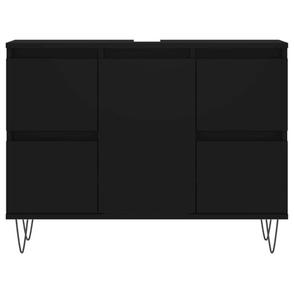 Badkamerkast 80X33X60 Cm Bewerkt Hout Zwart