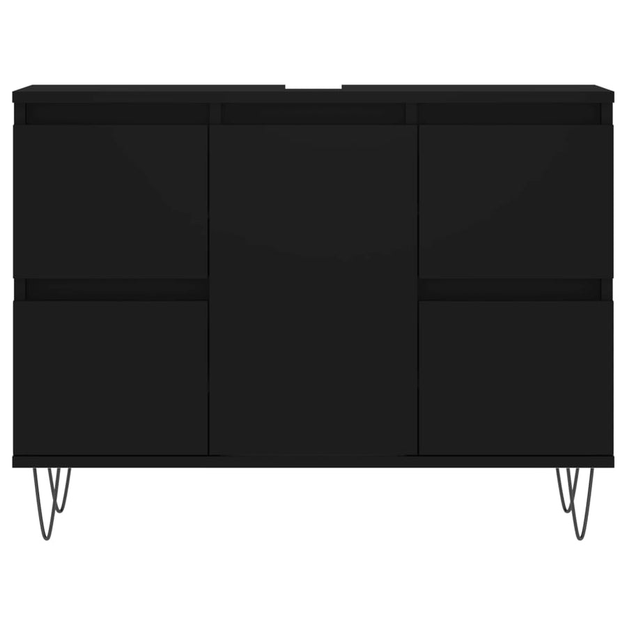 Badkamerkast 80X33X60 Cm Bewerkt Hout Zwart