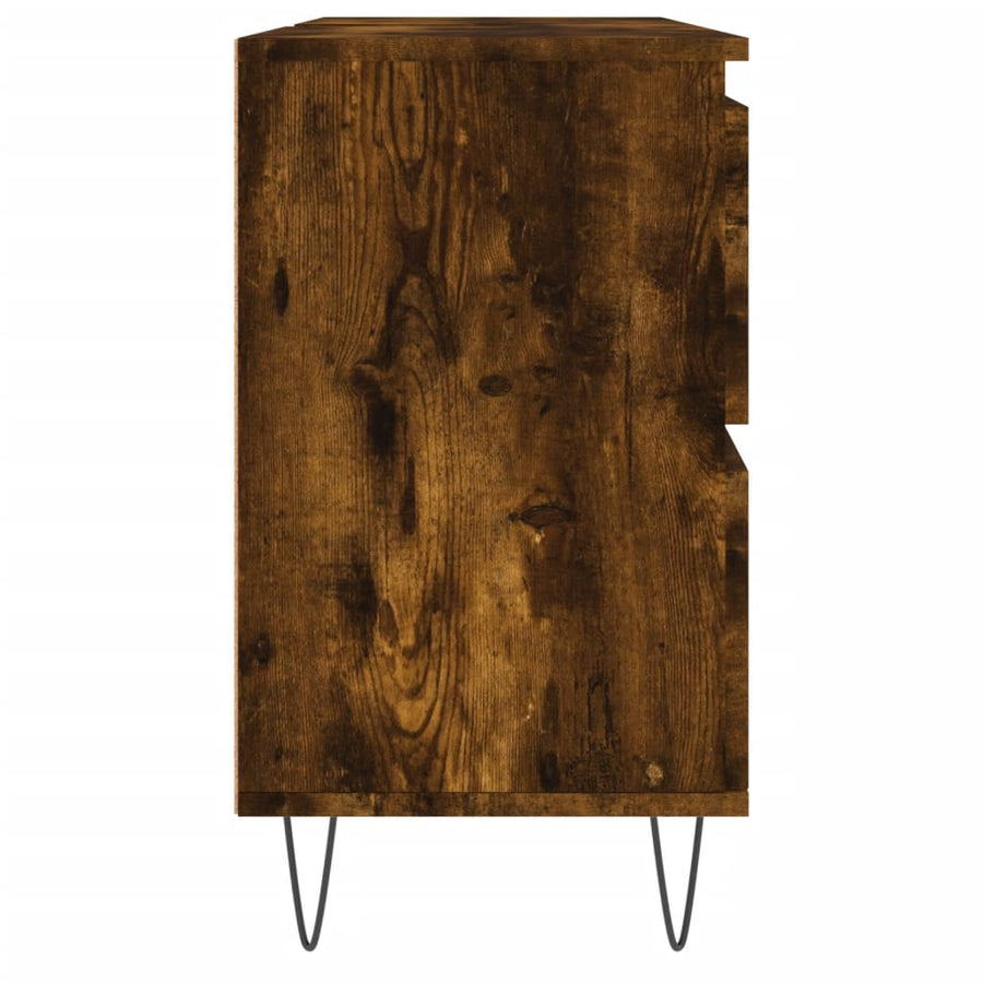 Badkamerkast 80X33X60 Cm Bewerkt Hout Kleurig Gerookt eiken