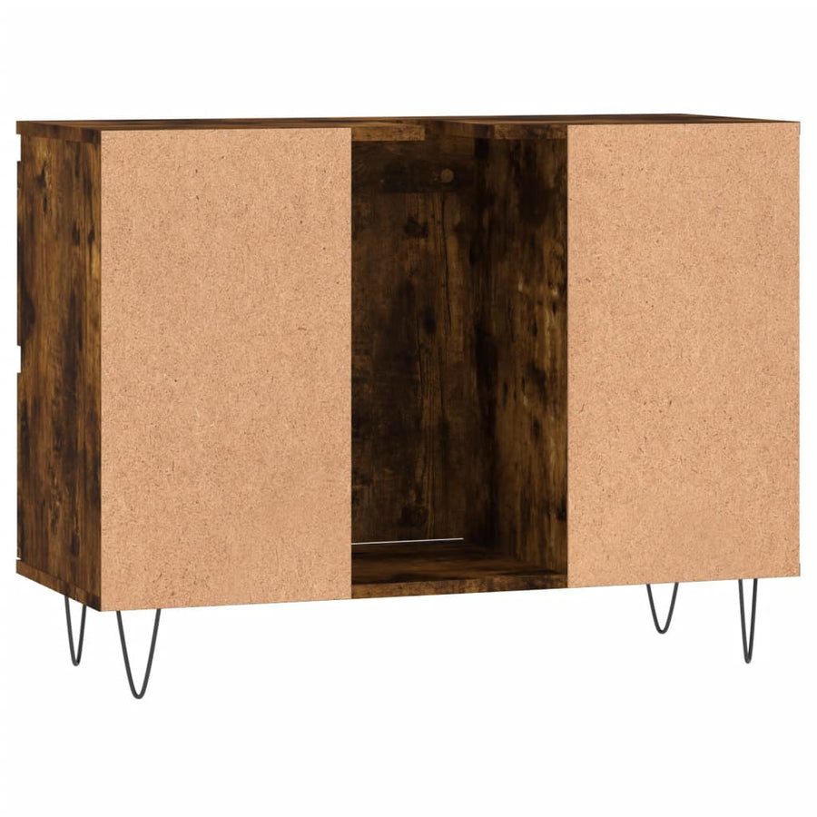 Badkamerkast 80X33X60 Cm Bewerkt Hout Kleurig Gerookt eiken
