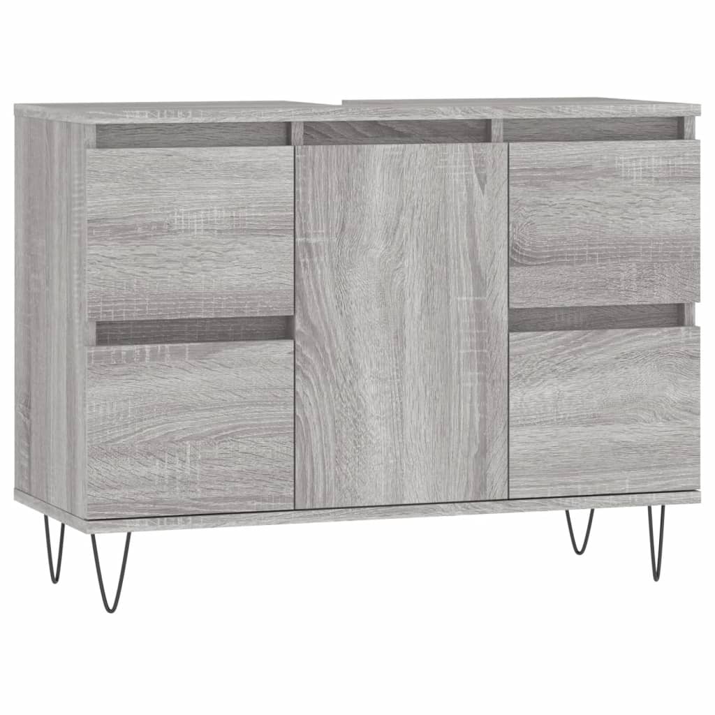 Badkamerkast 80X33X60 Cm Bewerkt Hout Eikenkleurig Grijs sonoma