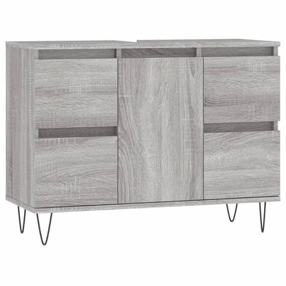 Badkamerkast 80X33X60 Cm Bewerkt Hout Eikenkleurig Grijs sonoma