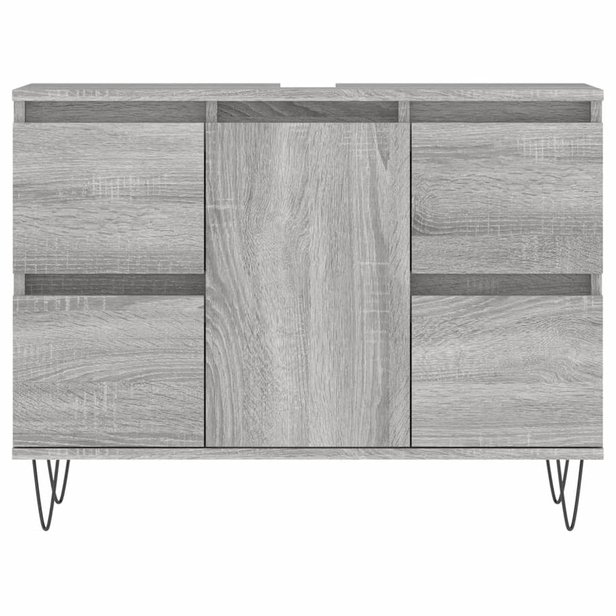 Badkamerkast 80X33X60 Cm Bewerkt Hout Eikenkleurig Grijs sonoma