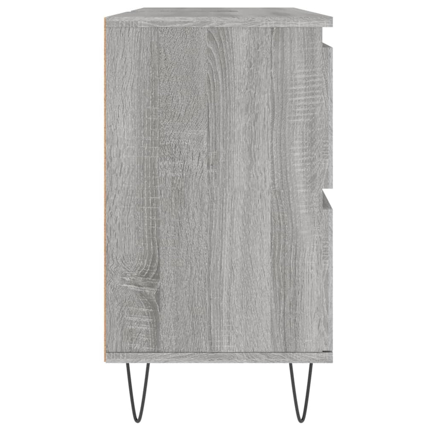 Badkamerkast 80X33X60 Cm Bewerkt Hout Eikenkleurig Grijs sonoma