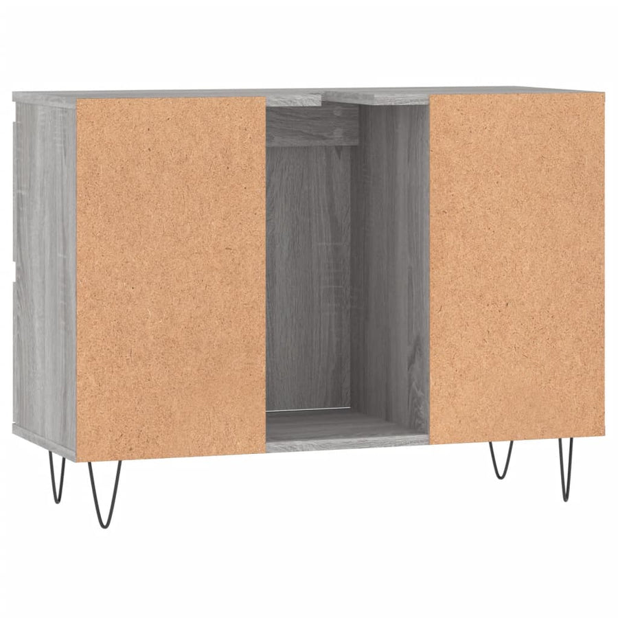 Badkamerkast 80X33X60 Cm Bewerkt Hout Eikenkleurig Grijs sonoma
