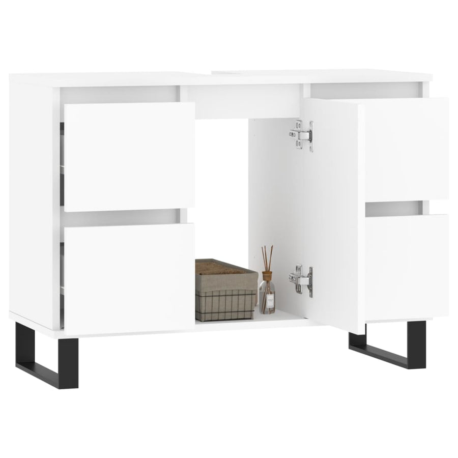 Badkamerkast 80X33X60 Cm Bewerkt Hout Wit