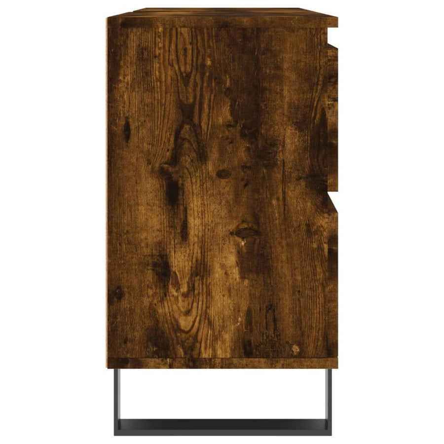 Badkamerkast 80X33X60 Cm Bewerkt Hout Kleurig Gerookt eiken