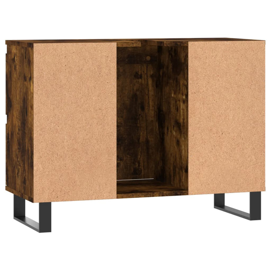 Badkamerkast 80X33X60 Cm Bewerkt Hout Kleurig Gerookt eiken