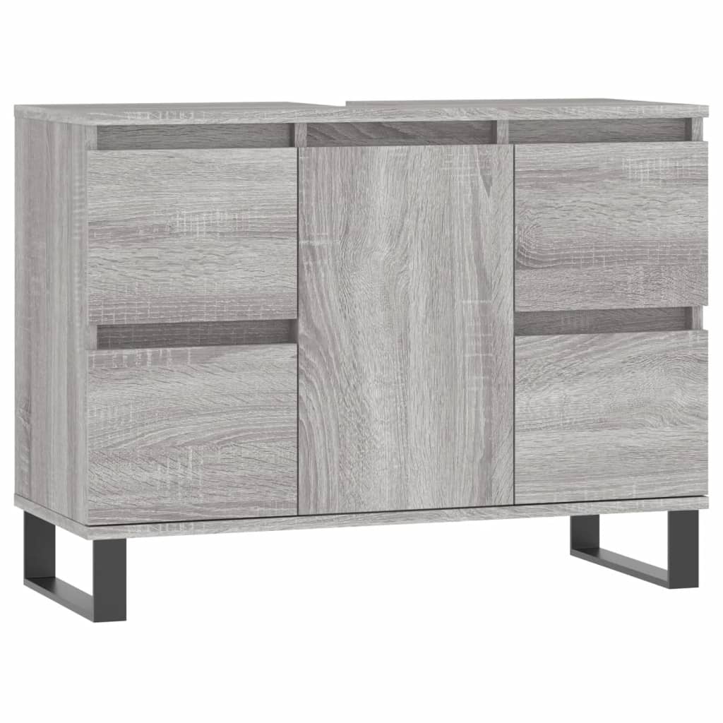 Badkamerkast 80X33X60 Cm Bewerkt Hout Eikenkleurig Grijs sonoma