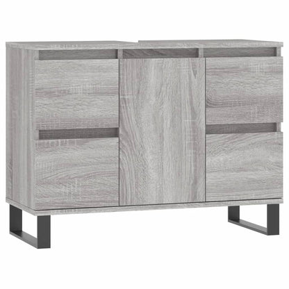 Badkamerkast 80X33X60 Cm Bewerkt Hout Eikenkleurig Grijs sonoma