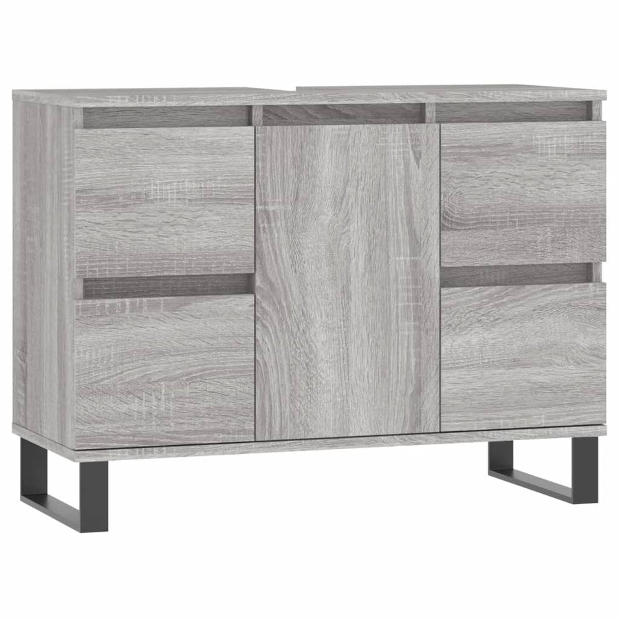 Badkamerkast 80X33X60 Cm Bewerkt Hout Eikenkleurig Grijs sonoma