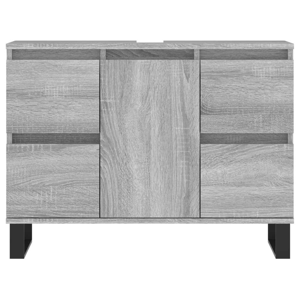 Badkamerkast 80X33X60 Cm Bewerkt Hout Eikenkleurig Grijs sonoma
