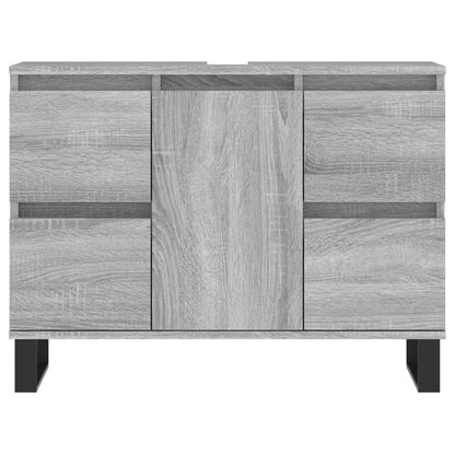 Badkamerkast 80X33X60 Cm Bewerkt Hout Eikenkleurig Grijs sonoma