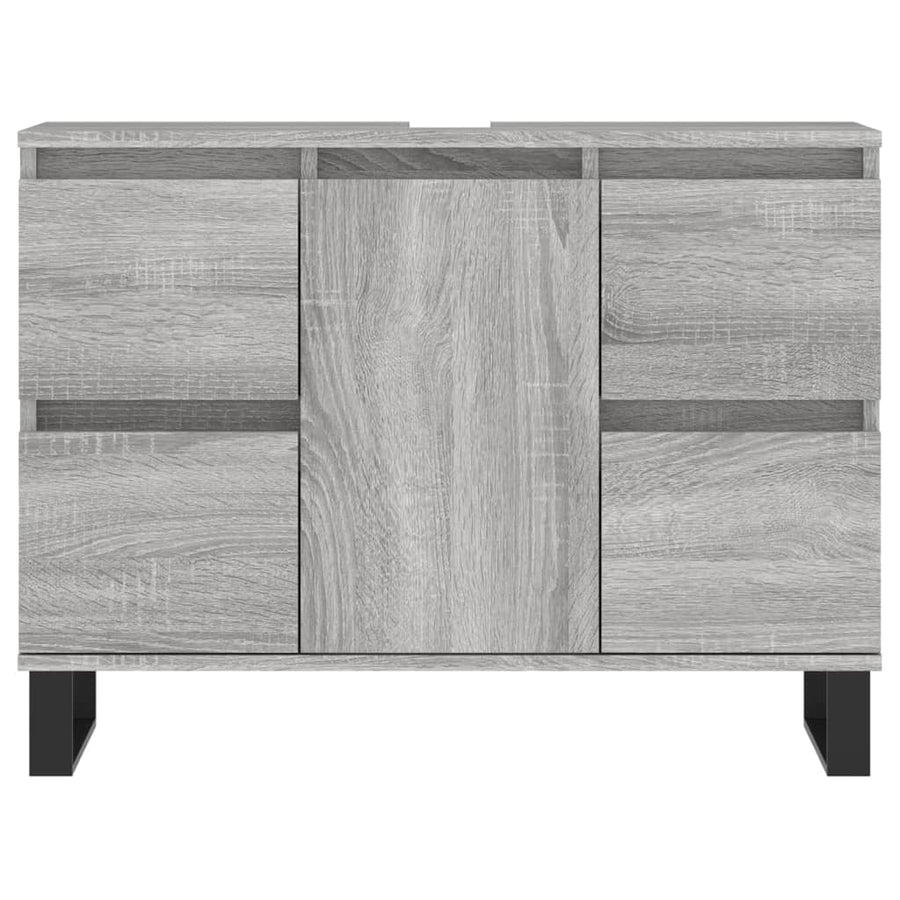 Badkamerkast 80X33X60 Cm Bewerkt Hout Eikenkleurig Grijs sonoma