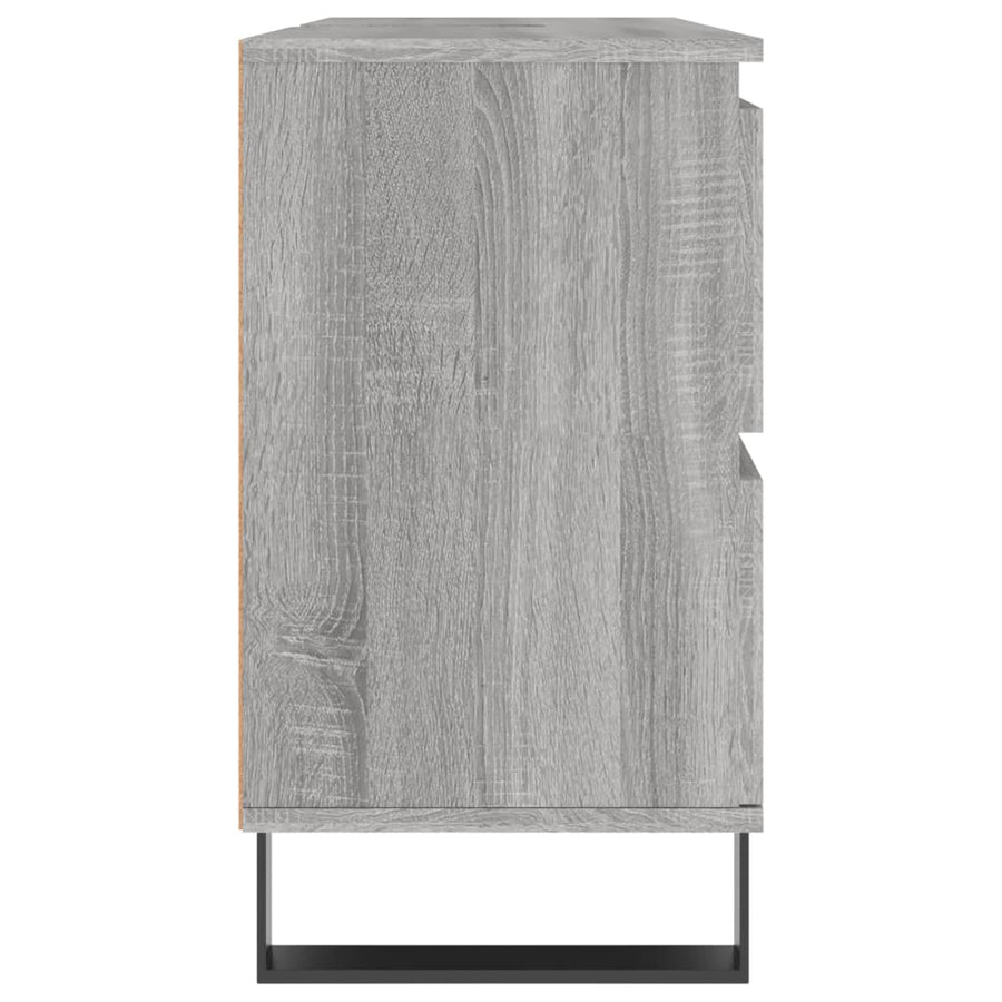 Badkamerkast 80X33X60 Cm Bewerkt Hout Eikenkleurig Grijs sonoma