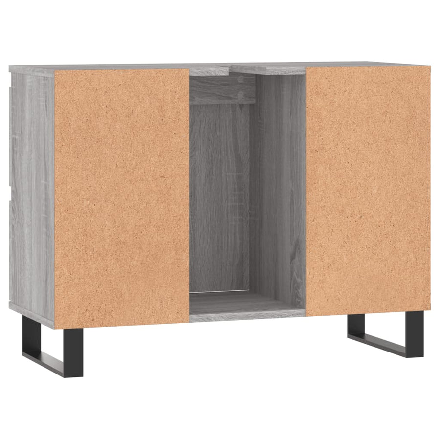 Badkamerkast 80X33X60 Cm Bewerkt Hout Eikenkleurig Grijs sonoma