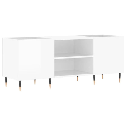 Platenkast 121X38X48 Cm Bewerkt Hout Hoogglans Wit