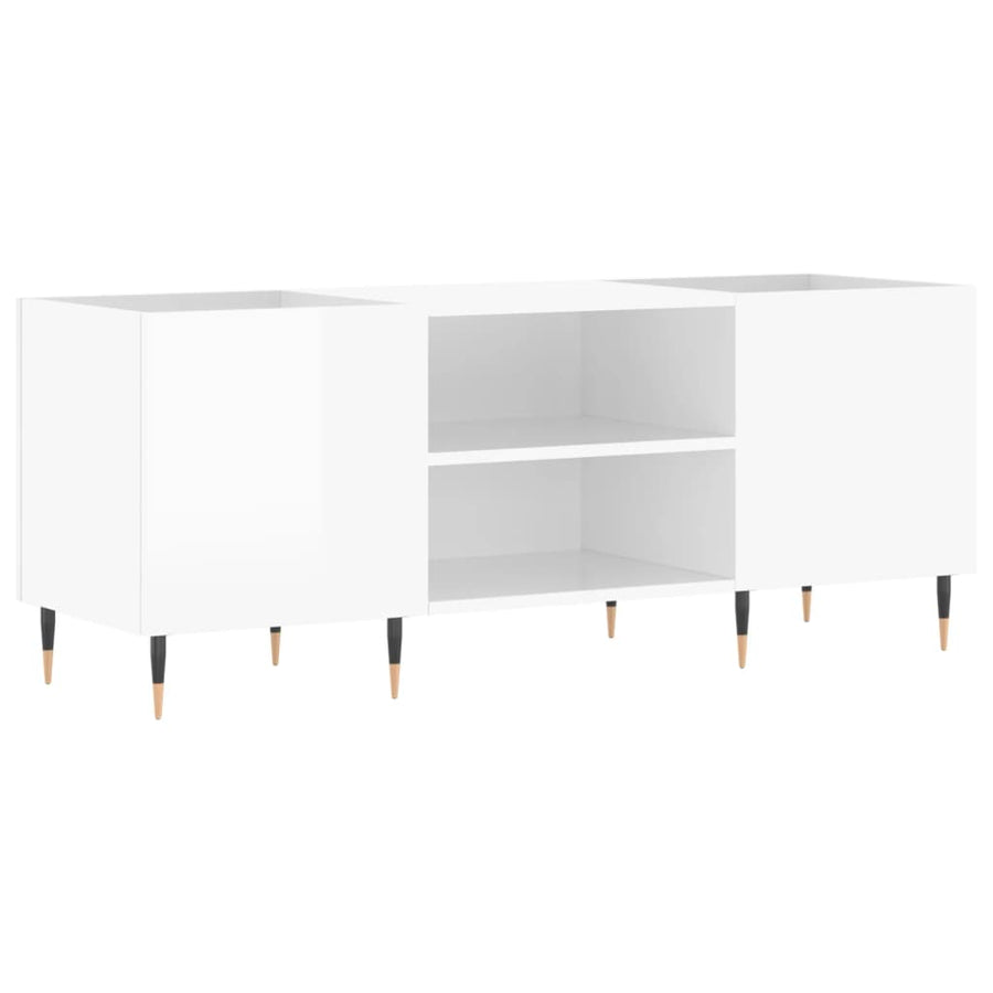Platenkast 121X38X48 Cm Bewerkt Hout Hoogglans Wit
