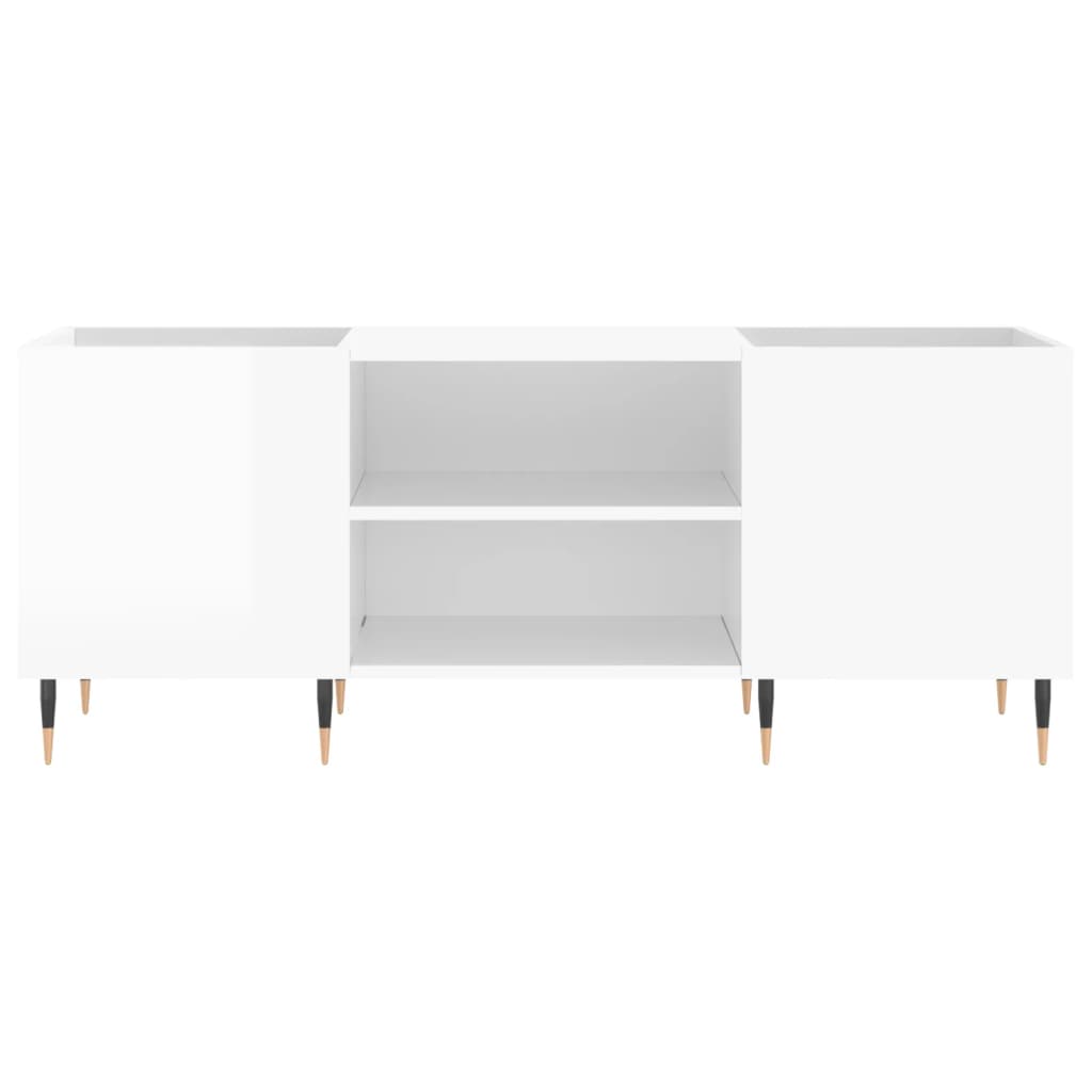 Platenkast 121X38X48 Cm Bewerkt Hout Hoogglans Wit