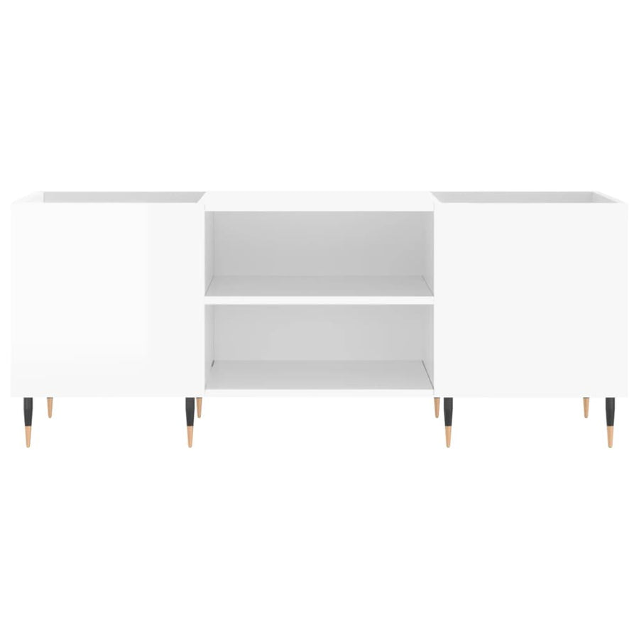 Platenkast 121X38X48 Cm Bewerkt Hout Hoogglans Wit