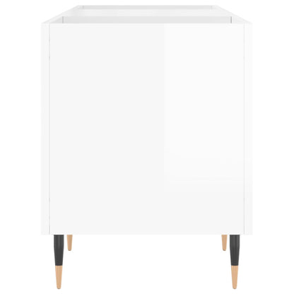 Platenkast 121X38X48 Cm Bewerkt Hout Hoogglans Wit