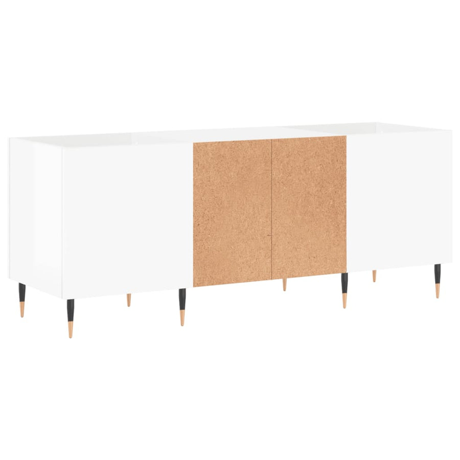 Platenkast 121X38X48 Cm Bewerkt Hout Hoogglans Wit
