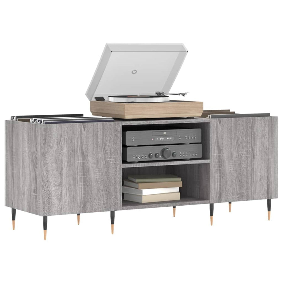 Platenkast 121X38X48 Cm Bewerkt Hout Grijs Sonoma Eikenkleurig