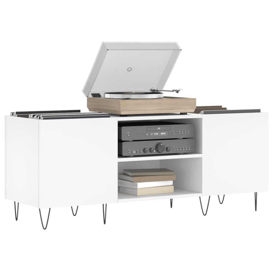 Platenkast 121X38X48 Cm Bewerkt Hout Wit