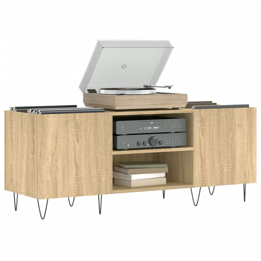 Platenkast 121X38X48 Cm Bewerkt Hout Kleurig Sonoma eiken