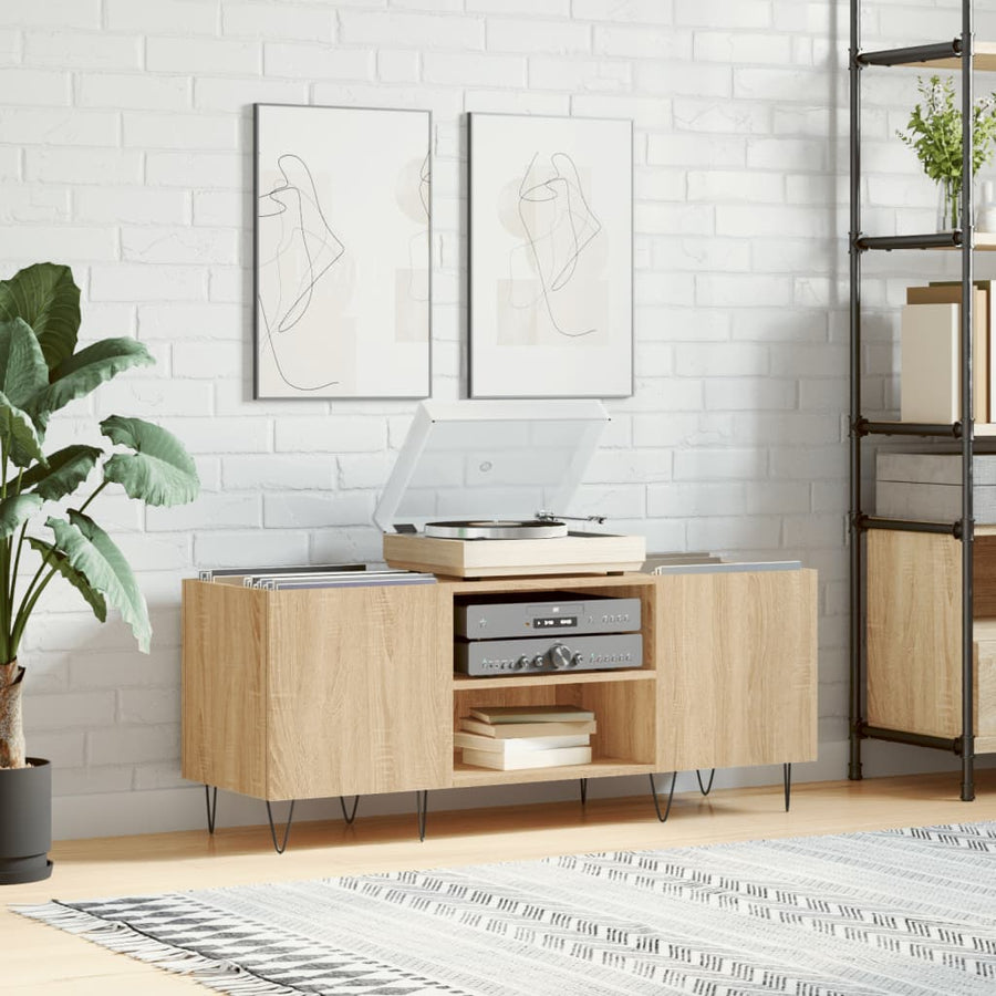 Platenkast 121X38X48 Cm Bewerkt Hout Kleurig Sonoma eiken