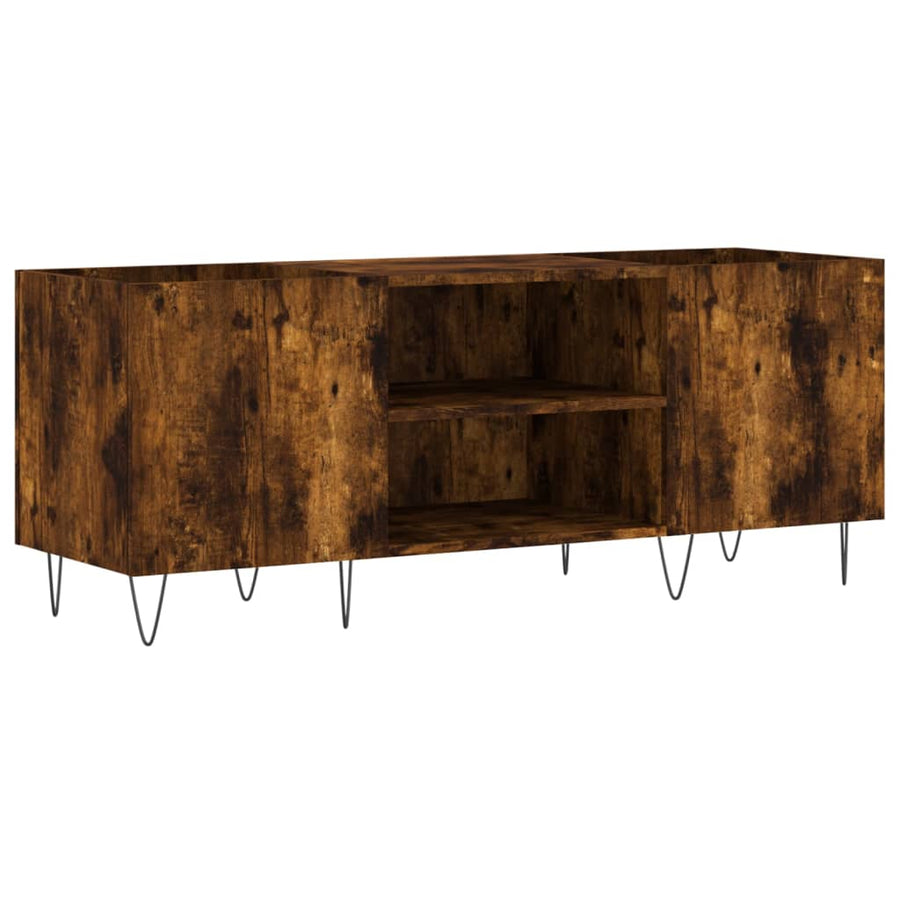 Platenkast 121X38X48 Cm Bewerkt Hout Kleurig Gerookt eiken