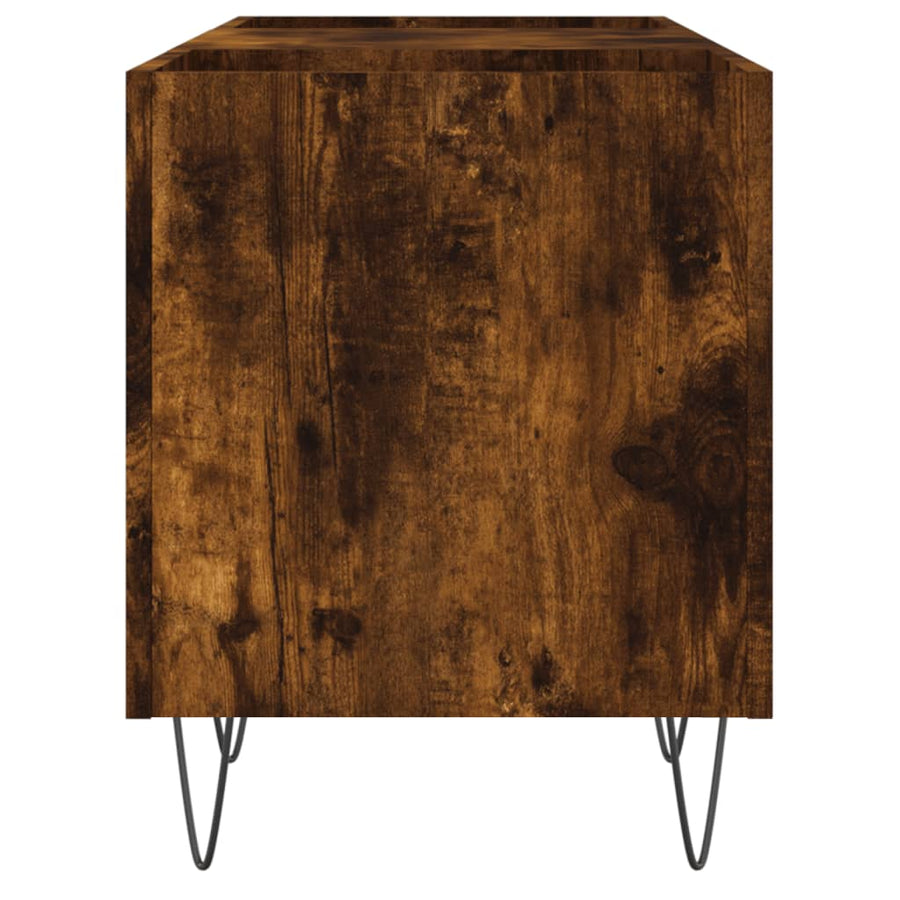 Platenkast 121X38X48 Cm Bewerkt Hout Kleurig Gerookt eiken
