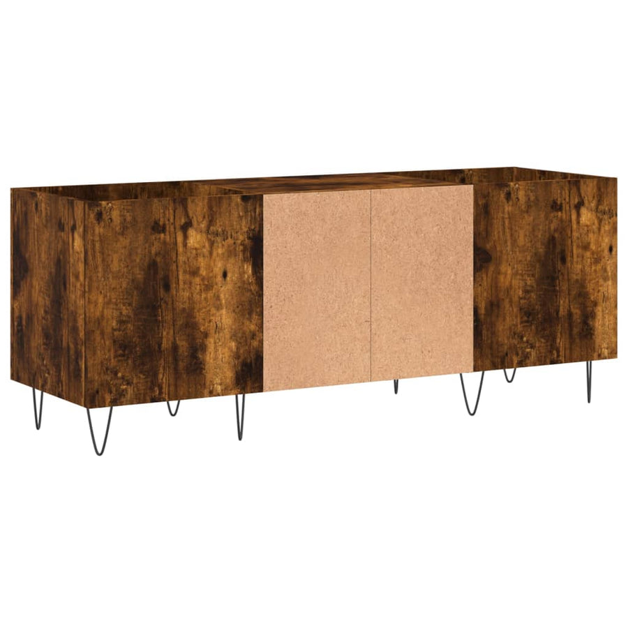 Platenkast 121X38X48 Cm Bewerkt Hout Kleurig Gerookt eiken