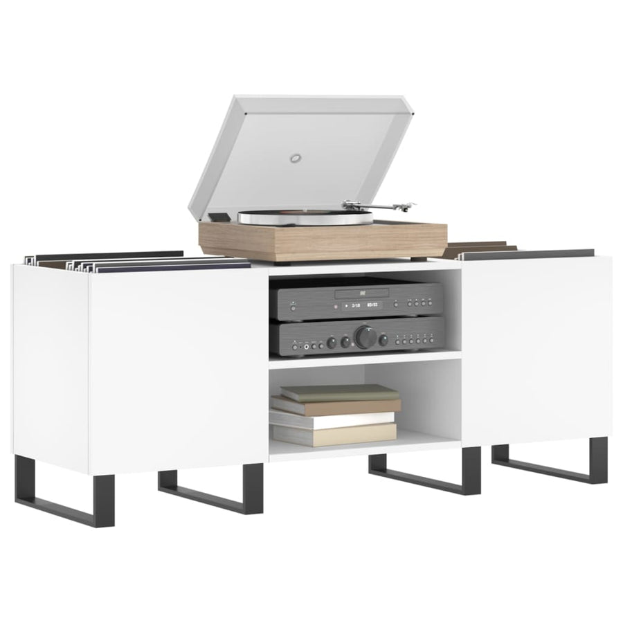Platenkast 121X38X48 Cm Bewerkt Hout Wit