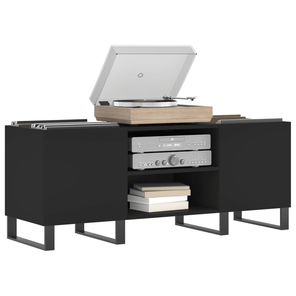 Platenkast 121X38X48 Cm Bewerkt Hout Zwart