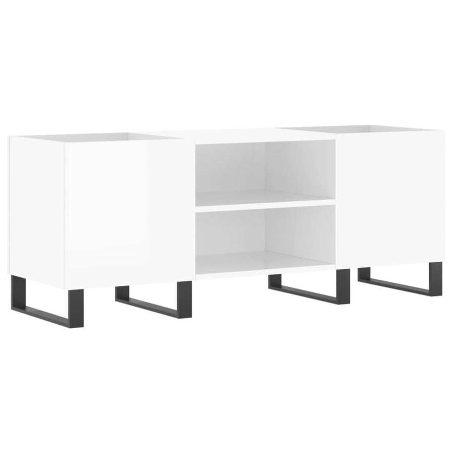Platenkast 121X38X48 Cm Bewerkt Hout Hoogglans Wit