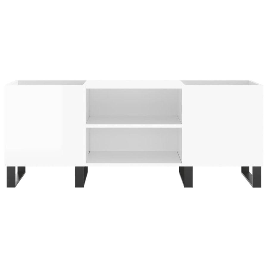 Platenkast 121X38X48 Cm Bewerkt Hout Hoogglans Wit