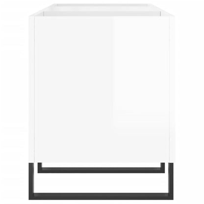Platenkast 121X38X48 Cm Bewerkt Hout Hoogglans Wit
