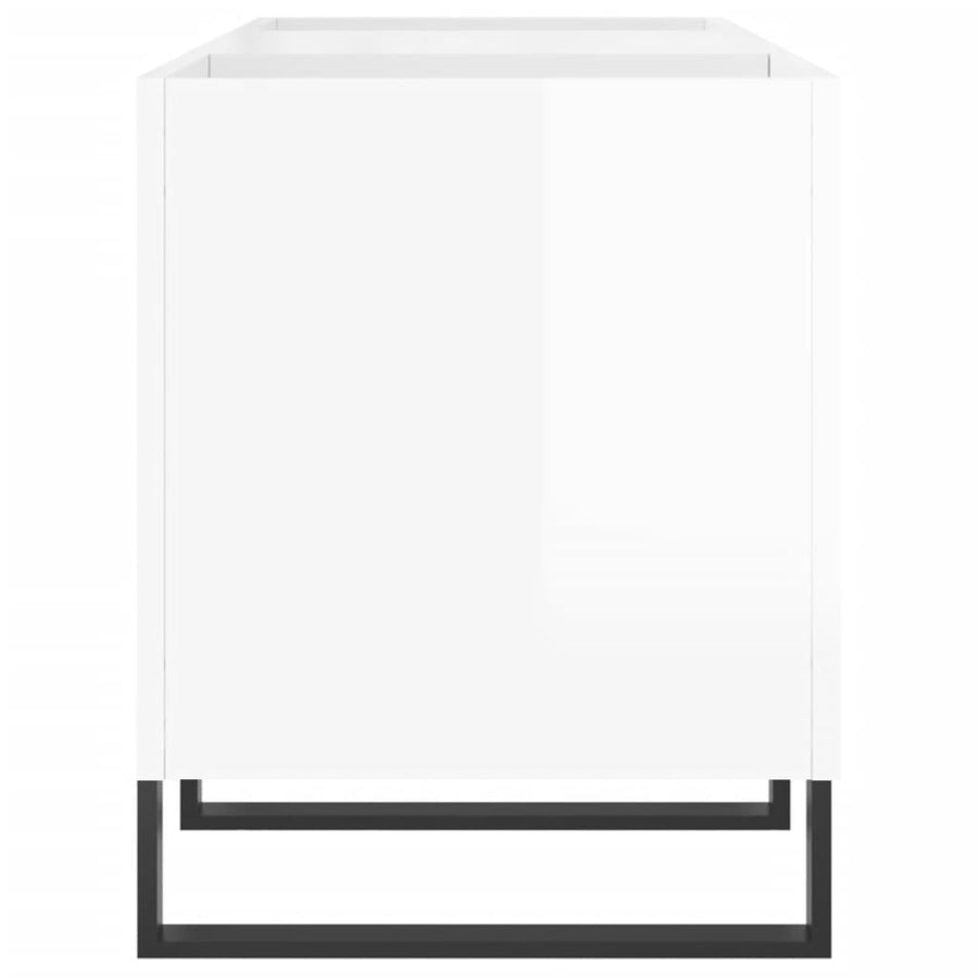 Platenkast 121X38X48 Cm Bewerkt Hout Hoogglans Wit