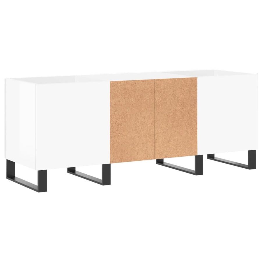 Platenkast 121X38X48 Cm Bewerkt Hout Hoogglans Wit